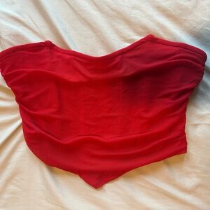 Red Strapless Corset Top with Zipper